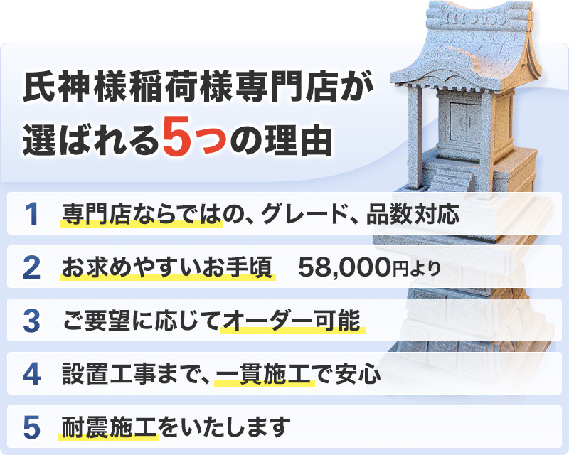 氏神様・稲荷様専門店だから安心価格。関東一円にお届けします